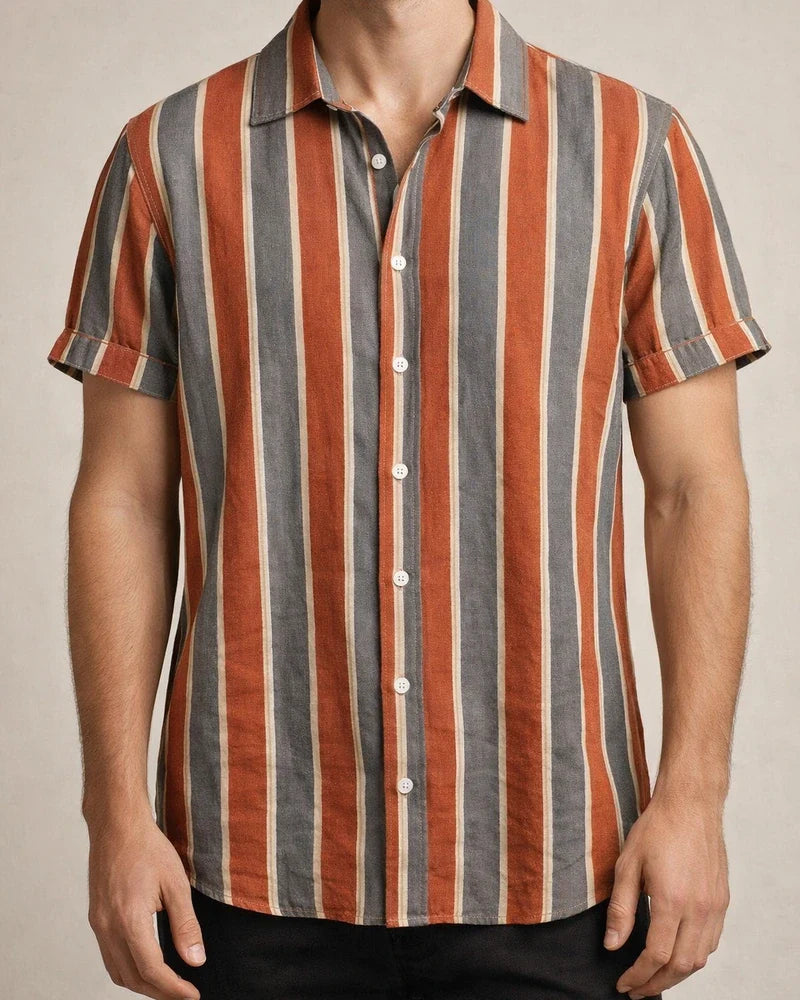 Men's Shirt Button Up Shirt Summer Shirt Casual Shirt Light Yellow Yellow Pink Red & White Orange Short Sleeve Striped Turndown Street Daily Print Clothing Apparel Stylish Casual Classic | JRSEE:7b5611ea-ac63-4d97-9864-1c5909ce1219