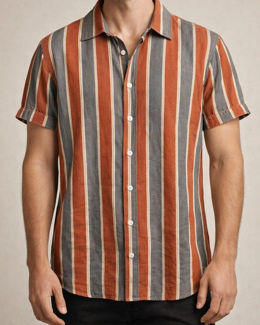 Men's Shirt Button Up Shirt Summer Shirt Casual Shirt Light Yellow Yellow Pink Red & White Orange Short Sleeve Striped Turndown Street Daily Print Clothing Apparel Stylish Casual Classic | JRSEE:7b5611ea-ac63-4d97-9864-1c5909ce1219