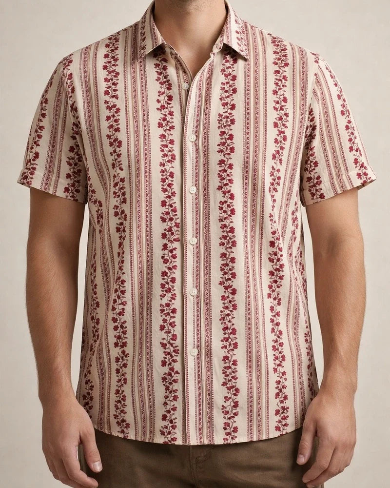 Men's Shirt Casual Shirt Black Wine Red & White Green khaki Short Sleeves Stripe Turndown Outdoor Daily Wear Print Clothing Apparel Fashion Streetwear Casual | JRSEE:463b3663-e41a-4979-9331-9827684482f1