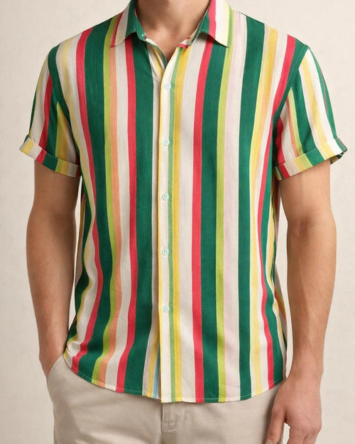 Men's Shirt Casual Shirt Black Wine Red & White Green khaki Short Sleeves Stripe Turndown Outdoor Daily Wear Print Clothing Apparel Fashion Streetwear Casual | JRSEE:7035a28f-edeb-4c00-8290-d19ffabc61c4