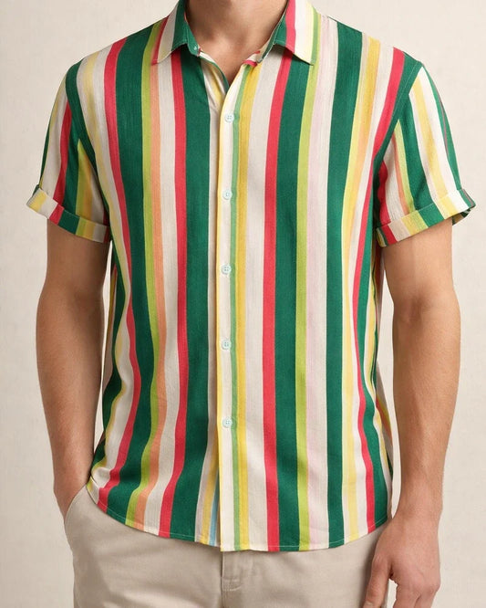 Men's Shirt Casual Shirt Black Wine Red & White Green khaki Short Sleeves Stripe Turndown Outdoor Daily Wear Print Clothing Apparel Fashion Streetwear Casual | JRSEE:7035a28f-edeb-4c00-8290-d19ffabc61c4
