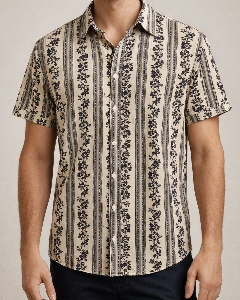 Men's Shirt Casual Shirt Black Wine Red & White Green khaki Short Sleeves Stripe Turndown Outdoor Daily Wear Print Clothing Apparel Fashion Streetwear Casual | JRSEE:b7d325d8-766f-4cb7-a199-f0f1b3b6f086
