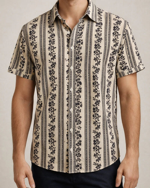 Men's Shirt Casual Shirt Black Wine Red & White Green khaki Short Sleeves Stripe Turndown Outdoor Daily Wear Print Clothing Apparel Fashion Streetwear Casual | JRSEE:b7d325d8-766f-4cb7-a199-f0f1b3b6f086