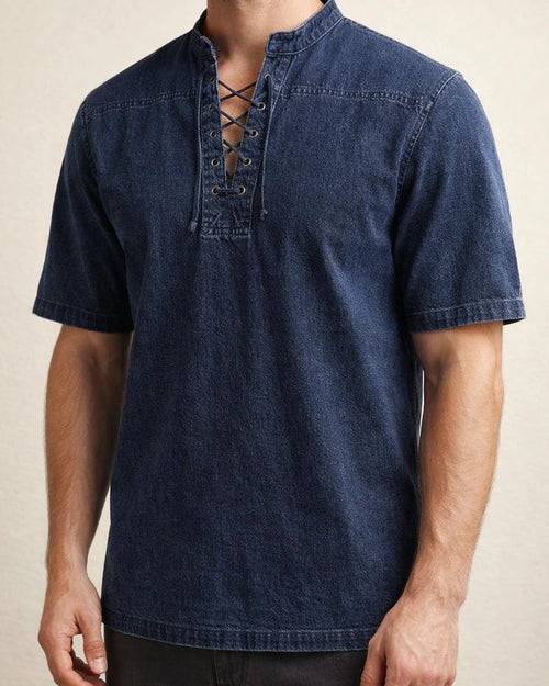 Men's Shirt Casual Shirt Summer Shirt Beach Shirt Black Wine Army Green Short Sleeve Plain Stand Collar Summer Spring Outdoor Street Clothing Apparel Lace up | JRSEE:94f918b8-5ada-4e53-8ec4-7c7514315c37