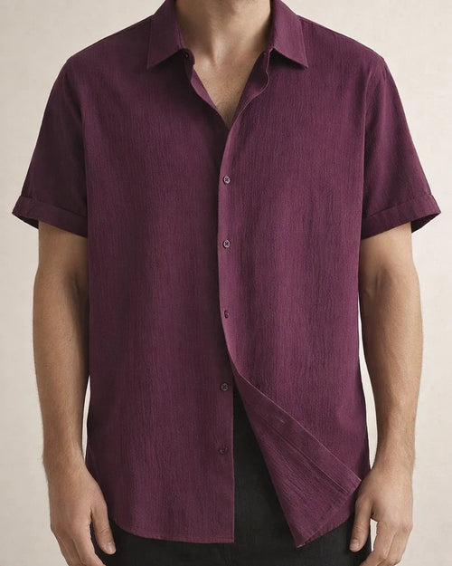 Men's Shirt Casual Shirt Summer Shirt Beach Shirt White Pink Wine Short Sleeve Plain Lapel Summer Casual Daily Clothing Apparel | JRSEE:9d068530-d184-4bc0-aa7d-c74940968fd3