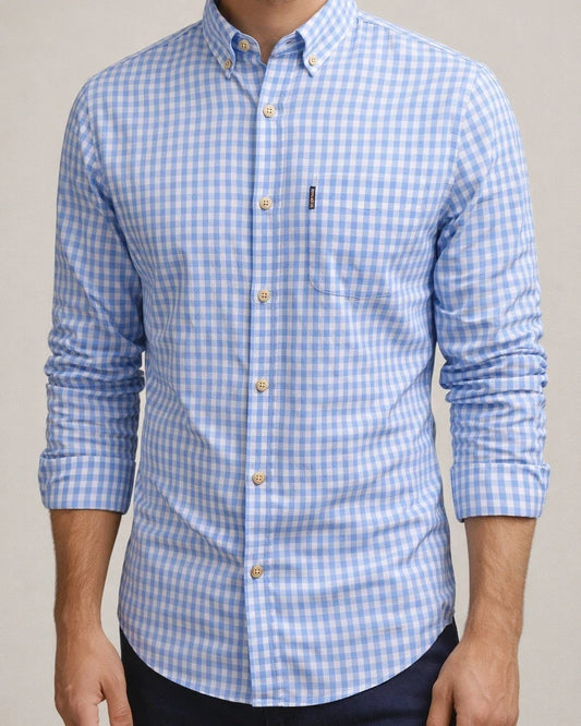 Men's Shirt Cotton Long-sleeved Plaid Shirt Men's Casual Slim Shirt | JRSEE:e0ccdaad-172f-4dd2-9730-17a6e5a4a34c
