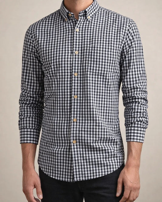 Men's Shirt Cotton Long-sleeved Plaid Shirt Men's Casual Slim Shirt | JRSEE:a22b71c7-54e8-4ca7-8fcc-29ec7be3db25