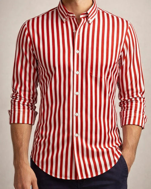 Men's Shirt Dress Shirt Striped Collar Black Blue Red Navy Blue Light Blue Work Daily Long Sleeve Clothing Apparel Formal Casual Slim Fit / Machine wash | JRSEE:275577d3-a14c-4b42-9284-e2c68e054967