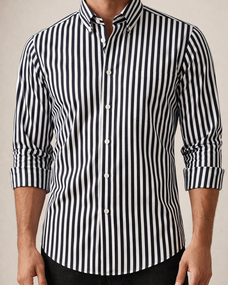 Men's Shirt Dress Shirt Striped Collar Black Blue Red Navy Blue Light Blue Work Daily Long Sleeve Clothing Apparel Formal Casual Slim Fit / Machine wash | JRSEE:289ad41f-9620-4d93-b6fd-bc1677b58582