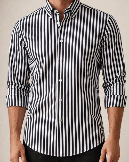 Men's Shirt Dress Shirt Striped Collar Black Blue Red Navy Blue Light Blue Work Daily Long Sleeve Clothing Apparel Formal Casual Slim Fit / Machine wash | JRSEE:289ad41f-9620-4d93-b6fd-bc1677b58582