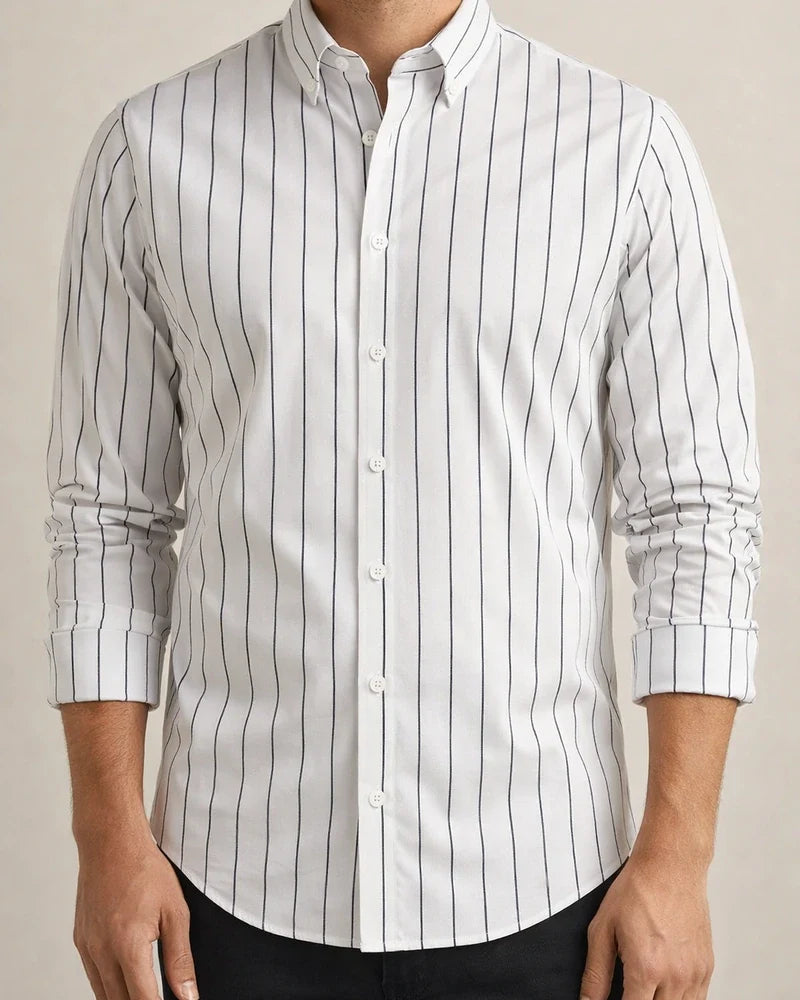 Men's Shirt Dress Shirt Striped Collar Black Blue Red Navy Blue Light Blue Work Daily Long Sleeve Clothing Apparel Formal Casual Slim Fit / Machine wash | JRSEE:b745712d-c95a-4814-92f7-05bf38e09f3e