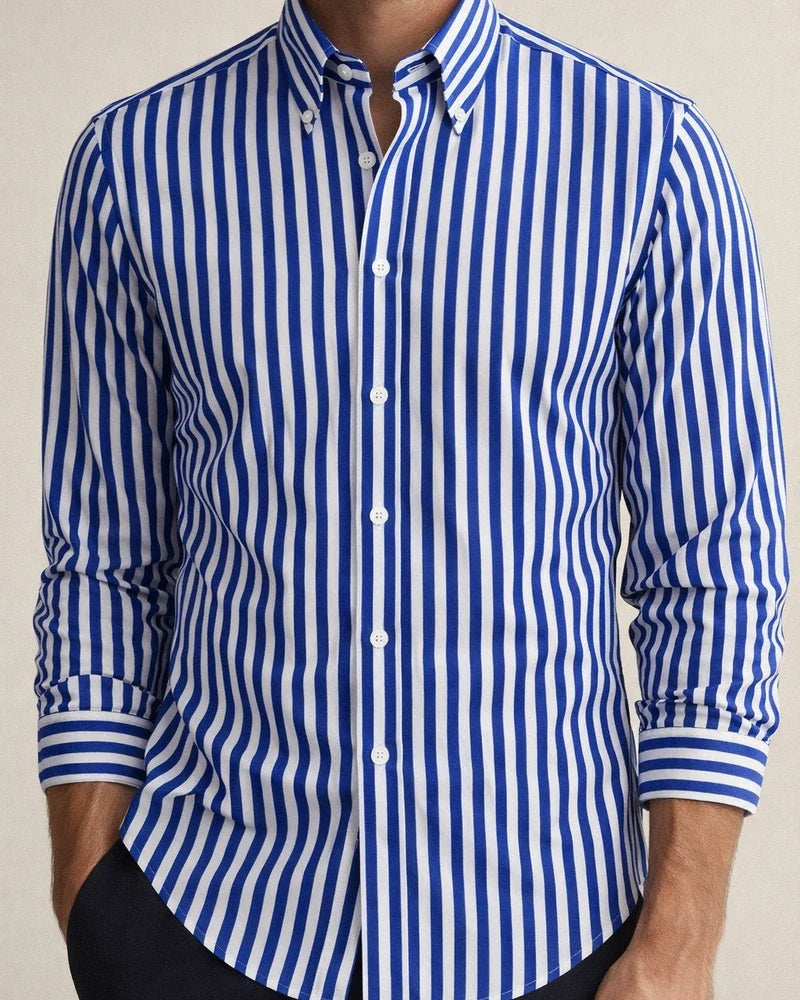 Men's Shirt Dress Shirt Striped Collar Black Blue Red Navy Blue Light Blue Work Daily Long Sleeve Clothing Apparel Formal Casual Slim Fit / Machine wash | JRSEE:43a9a440-527c-4387-88e1-097cfd875323