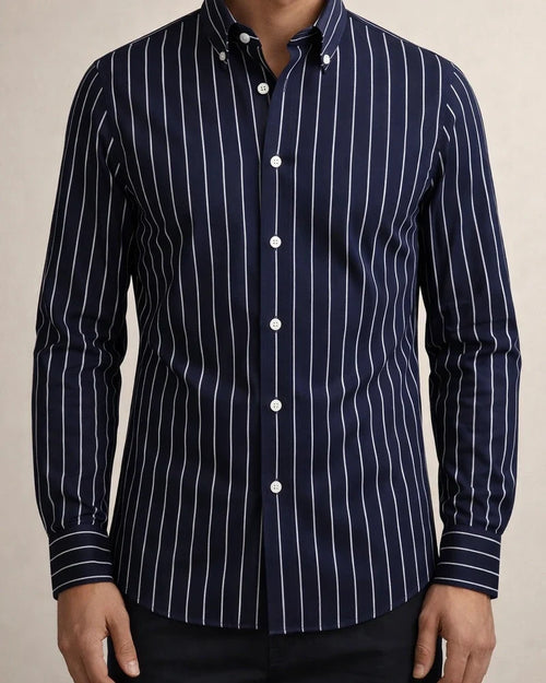 Men's Shirt Dress Shirt Striped Collar Black Blue Red Navy Blue Light Blue Work Daily Long Sleeve Clothing Apparel Formal Casual Slim Fit / Machine wash | JRSEE:3b15b09e-f222-4466-9268-9a957d9bd8e8