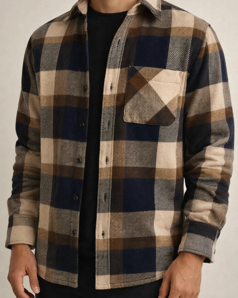 Men's Shirt Jacket Shacket Overshirt Plaid / Check Lattice Turndown Black Blue Orange Brown Gray Outdoor Street Long Sleeve Clothing Apparel Fashion Casual Comfortable | JRSEE:b027352e-a141-40ed-b351-ee411734e776