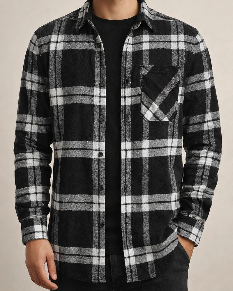 Men's Shirt Jacket Shacket Overshirt Plaid / Check Lattice Turndown Black Blue Orange Brown Gray Outdoor Street Long Sleeve Clothing Apparel Fashion Casual Comfortable | JRSEE:e801ebef-d517-4ae0-b493-9c42a248d8fb