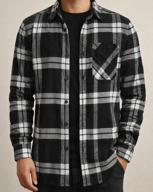 Men's Shirt Jacket Shacket Overshirt Plaid / Check Lattice Turndown Black Blue Orange Brown Gray Outdoor Street Long Sleeve Clothing Apparel Fashion Casual Comfortable | JRSEE:e801ebef-d517-4ae0-b493-9c42a248d8fb