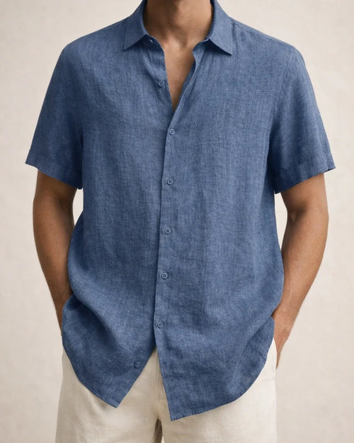 Men's Shirt Linen Shirt Casual Shirt Summer Shirt Beach Shirt Button Down Shirt Black White Blue Short Sleeve Plain Lapel Summer Casual Daily Clothing Apparel | JRSEE:9c7e4db6-1bee-4fa2-b31a-372037c5eadc