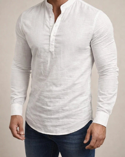 Men's Shirt Linen Shirt Casual Shirt Summer Shirt Beach Shirt Henley Shirt Black White Pink Long Sleeve Plain Henley Spring & Summer Casual Daily Clothing Apparel | JRSEE:02ac6a5f-a5e9-4965-bbad-109265701d9e