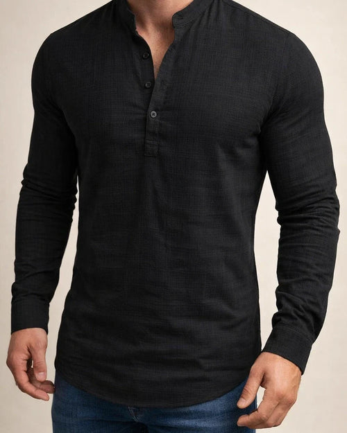 Men's Shirt Linen Shirt Casual Shirt Summer Shirt Beach Shirt Henley Shirt Black White Pink Long Sleeve Plain Henley Spring & Summer Casual Daily Clothing Apparel | JRSEE:f51bf509-181a-450b-9464-72653817ae7c