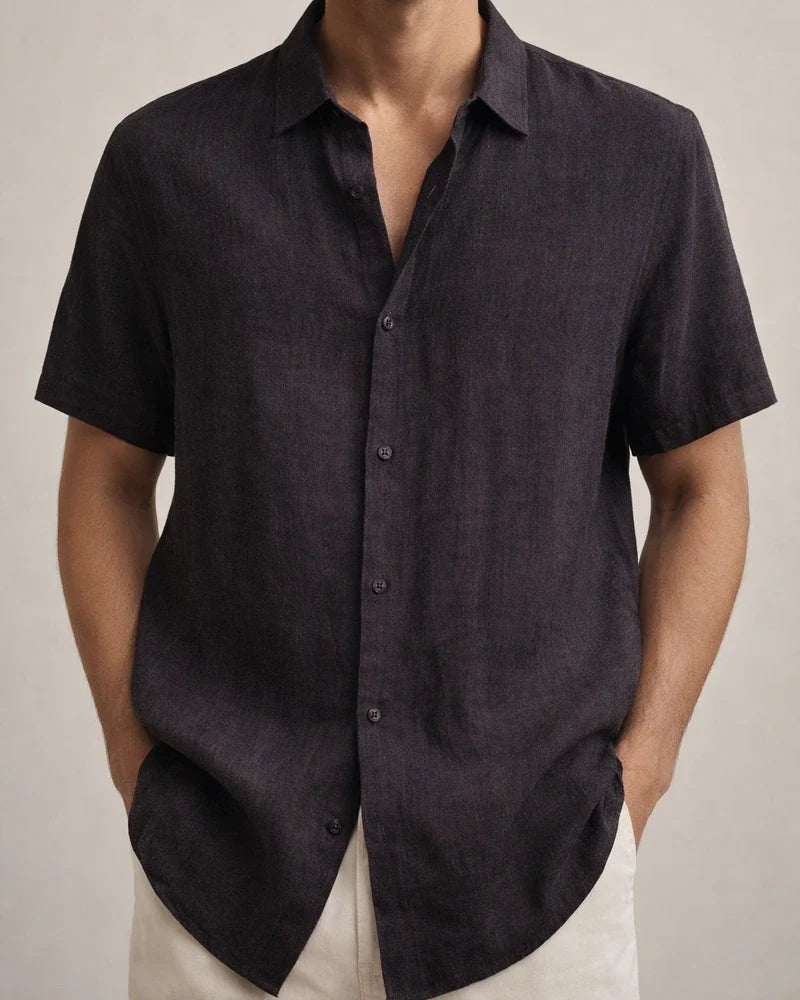 Men's Shirt Linen Shirt Casual Shirt Summer Shirt Beach Shirt Button Down Shirt Black White Blue Short Sleeve Plain Lapel Summer Casual Daily Clothing Apparel | JRSEE:fe0f57d2-ce79-48ce-be7e-71e1c85e73cc