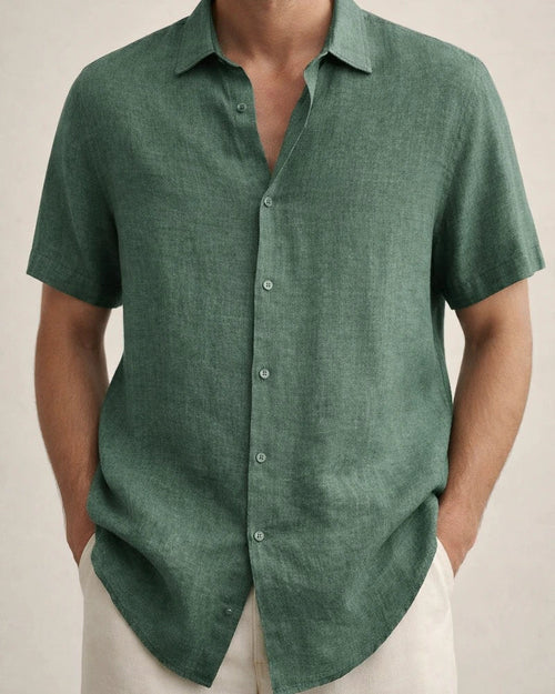 Men's Shirt Linen Shirt Casual Shirt Summer Shirt Beach Shirt Button Down Shirt Black White Blue Short Sleeve Plain Lapel Summer Casual Daily Clothing Apparel | JRSEE:be50812b-05c4-4512-8768-066b6d3336b7