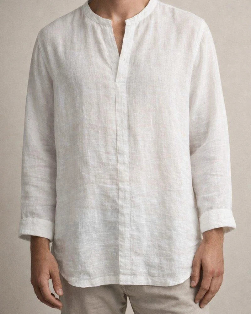 Men's Shirt Linen Shirt Solid Color Plain Collar Light Blue ArmyGreen Black White Orange Street Beach Long Sleeve Clothing Apparel Breathable | JRSEE:57c9e8f9-e3c2-4598-ab11-717924ffdf8d
