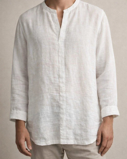 Men's Shirt Linen Shirt Solid Color Plain Collar Light Blue ArmyGreen Black White Orange Street Beach Long Sleeve Clothing Apparel Breathable | JRSEE:57c9e8f9-e3c2-4598-ab11-717924ffdf8d