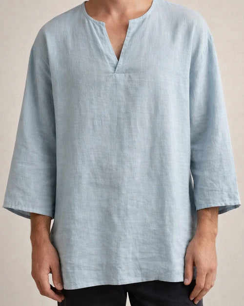 Men's Shirt Linen Shirt Solid Color Plain Collar Light Blue ArmyGreen Black White Orange Street Beach Long Sleeve Clothing Apparel Breathable | JRSEE:ddc065ef-663e-42c8-a80a-078f85bb467f