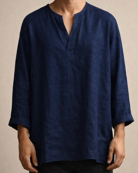 Men's Shirt Linen Shirt Solid Color Plain Collar Light Blue ArmyGreen Black White Orange Street Beach Long Sleeve Clothing Apparel Breathable | JRSEE:3d66f0db-4803-44da-a303-17737925e14d