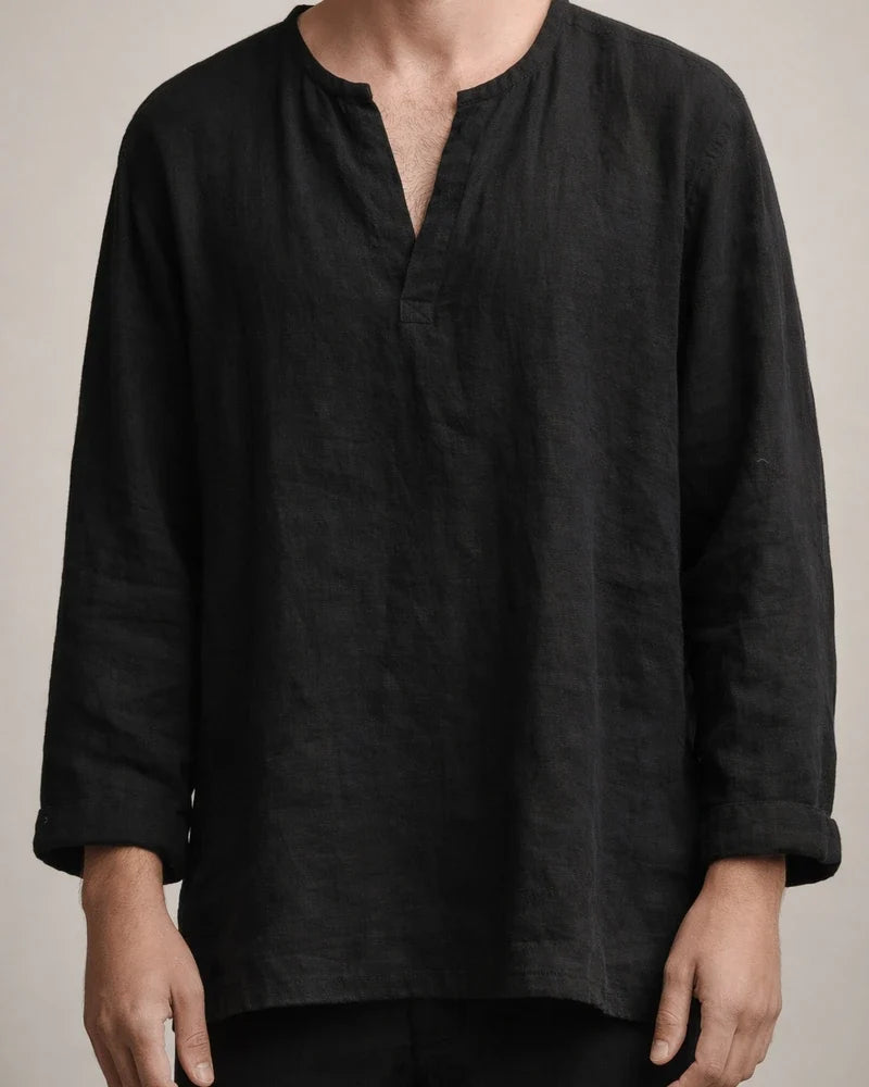 Men's Shirt Linen Shirt Solid Color Plain Collar Light Blue ArmyGreen Black White Orange Street Beach Long Sleeve Clothing Apparel Breathable | JRSEE:8a8a3b32-750a-4aa5-9f04-e04eddd5ecdd
