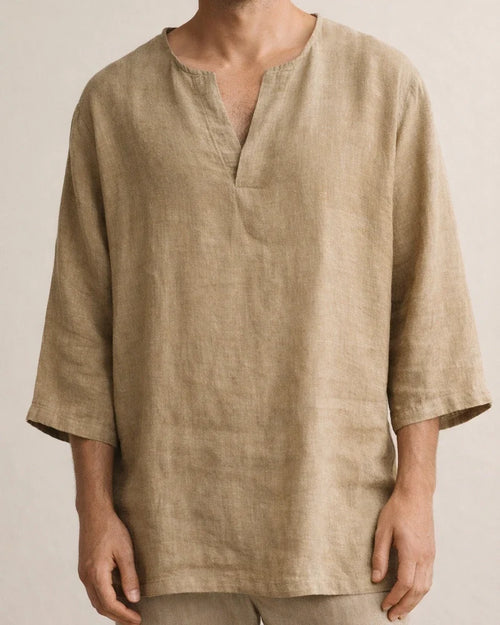 Men's Shirt Linen Shirt Solid Color Plain Collar Light Blue ArmyGreen Black White Orange Street Beach Long Sleeve Clothing Apparel Breathable | JRSEE:3bb08328-a2a3-4926-9415-6476bacc3019