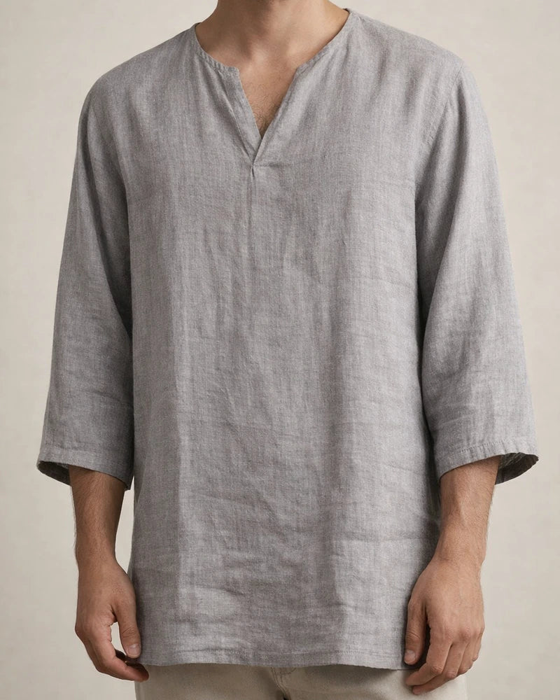 Men's Shirt Linen Shirt Solid Color Plain Collar Light Blue ArmyGreen Black White Orange Street Beach Long Sleeve Clothing Apparel Breathable | JRSEE:85cd2569-87fd-4f35-ae7b-1de07c54284b