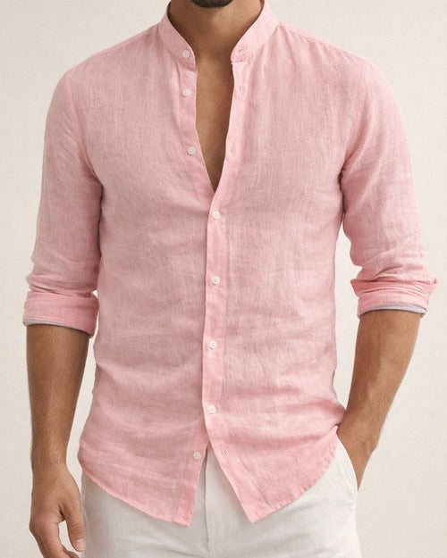 Men's Shirt Linen Shirt Solid Color Plain Collar Maroon Black White Pink Army Green Street Daily Long Sleeve Clothing Apparel Fashion Lightweight Casual Comfortable | JRSEE:ad456eea-9062-4134-902e-06f58fc05c3d