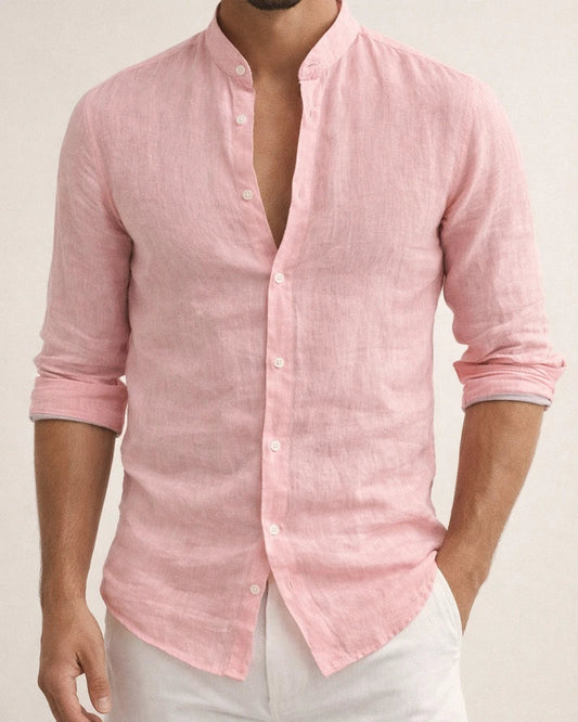 Men's Shirt Linen Shirt Solid Color Plain Collar Maroon Black White Pink Army Green Street Daily Long Sleeve Clothing Apparel Fashion Lightweight Casual Comfortable | JRSEE:ad456eea-9062-4134-902e-06f58fc05c3d