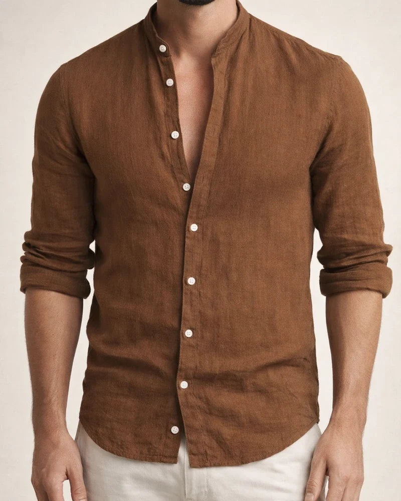 Men's Shirt Linen Shirt Solid Color Plain Collar Maroon Black White Pink Army Green Street Daily Long Sleeve Clothing Apparel Fashion Lightweight Casual Comfortable | JRSEE:85912938-cae8-4d3d-9e83-609c6e5341ac