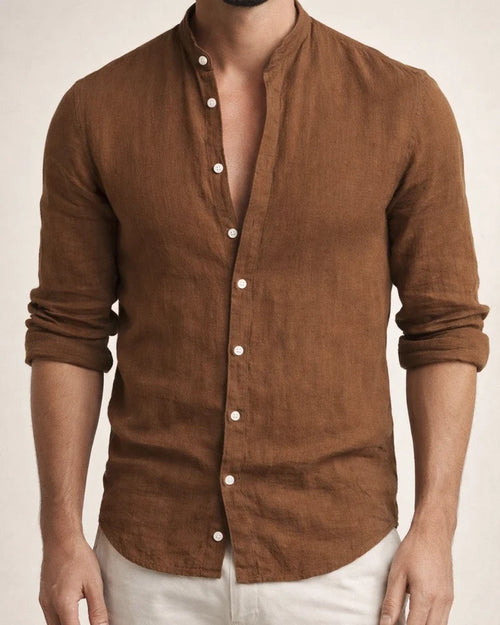 Men's Shirt Linen Shirt Solid Color Plain Collar Maroon Black White Pink Army Green Street Daily Long Sleeve Clothing Apparel Fashion Lightweight Casual Comfortable | JRSEE:85912938-cae8-4d3d-9e83-609c6e5341ac