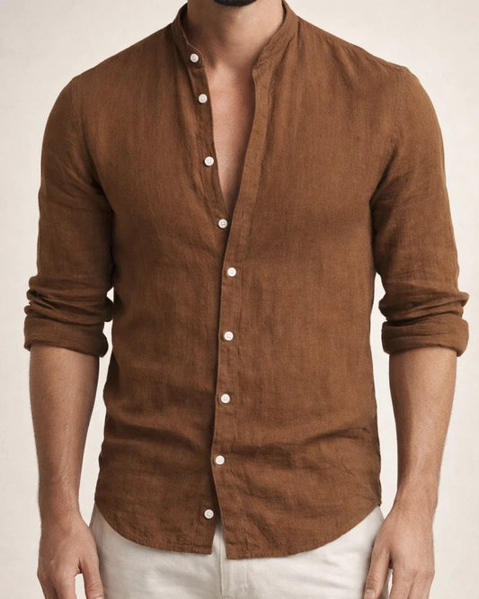 Men's Shirt Linen Shirt Solid Color Plain Collar Maroon Black White Pink Army Green Street Daily Long Sleeve Clothing Apparel Fashion Lightweight Casual Comfortable | JRSEE:85912938-cae8-4d3d-9e83-609c6e5341ac