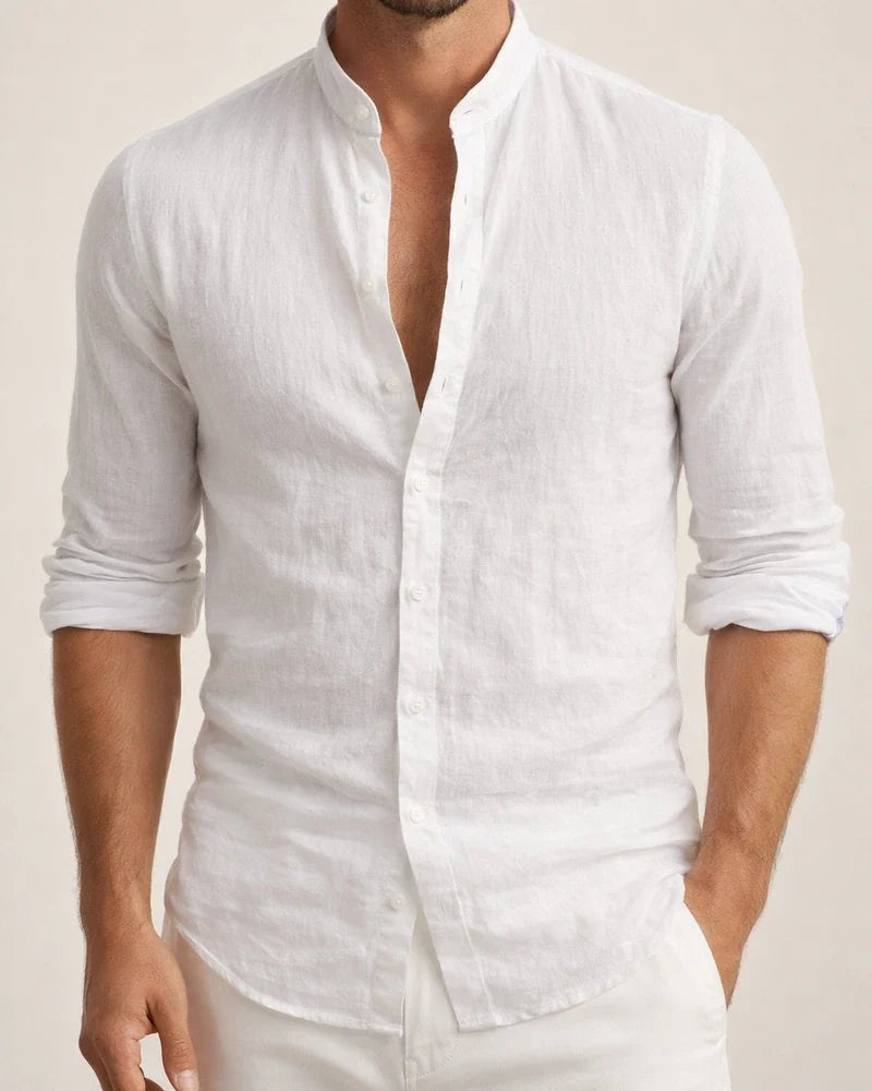 Men's Shirt Linen Shirt Solid Color Plain Collar Maroon Black White Pink Army Green Street Daily Long Sleeve Clothing Apparel Fashion Lightweight Casual Comfortable | JRSEE:7291ae61-68e7-4e9f-8403-f55308051f2d