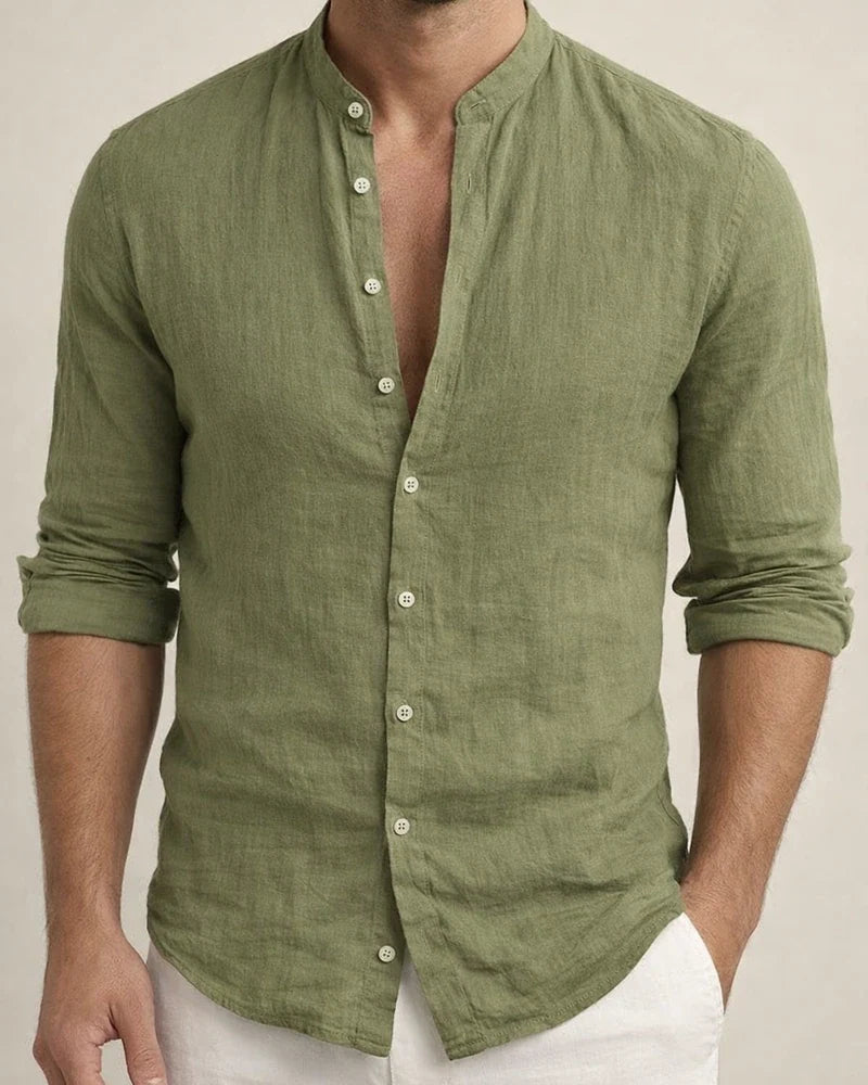 Men's Shirt Linen Shirt Solid Color Plain Collar Maroon Black White Pink Army Green Street Daily Long Sleeve Clothing Apparel Fashion Lightweight Casual Comfortable | JRSEE:f4c3bd20-b39e-42ea-bf0c-5771d78b5599