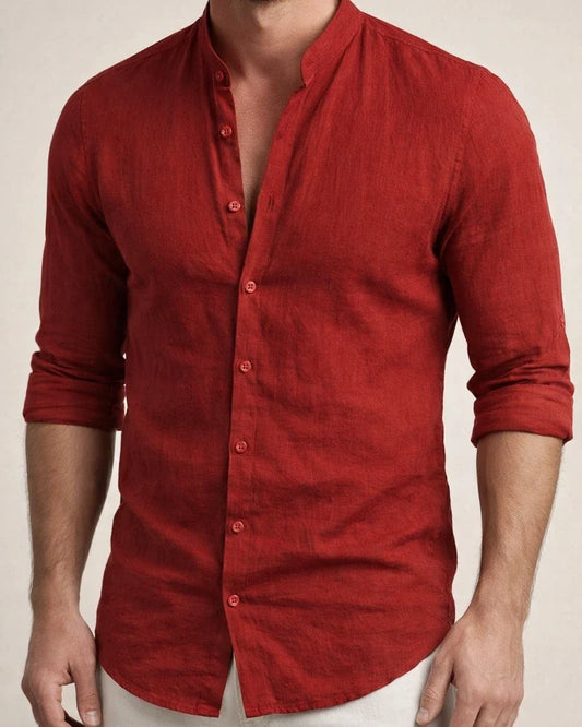 Men's Shirt Linen Shirt Solid Color Plain Collar Maroon Black White Pink Army Green Street Daily Long Sleeve Clothing Apparel Fashion Lightweight Casual Comfortable | JRSEE:dcae2f2c-78b0-46ed-aaa7-f1bb3a00fc73