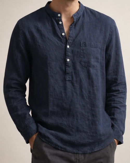 Men's Shirt Linen Shirt Solid Color Plain Pocket Collar V Neck Light Blue Wine Red Black White khaki Street Sports Long Sleeve Clothing Apparel Fashion Simple Sportswear Lightweight | JRSEE:96937616-2476-493c-bf2c-53113a2dd2e9