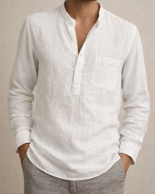 Men's Shirt Linen Shirt Solid Color Plain Pocket Collar V Neck Light Blue Wine Red Black White khaki Street Sports Long Sleeve Clothing Apparel Fashion Simple Sportswear Lightweight | JRSEE:c8f11dc4-50d0-474e-bec6-c033a88fbcba