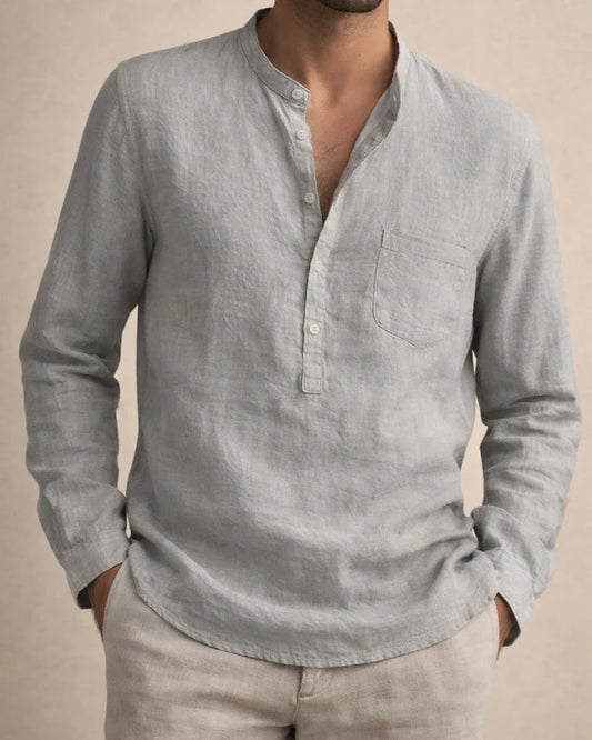 Men's Shirt Linen Shirt Solid Color Plain Pocket Collar V Neck Light Blue Wine Red Black White khaki Street Sports Long Sleeve Clothing Apparel Fashion Simple Sportswear Lightweight | JRSEE:dcb29a4b-0a12-45ef-a749-c3b0eede0180