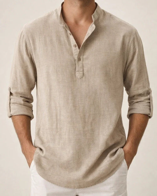 Men's Shirt Linen Shirt Summer Shirt Beach Shirt White Pink Blue Long Sleeve Plain Stand Collar Spring & Summer Hawaiian Holiday Clothing Apparel Basic | JRSEE:ab24f4b8-78bc-4293-b935-6eb583950e0f