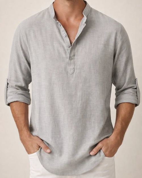 Men's Shirt Linen Shirt Summer Shirt Beach Shirt White Pink Blue Long Sleeve Plain Stand Collar Spring & Summer Hawaiian Holiday Clothing Apparel Basic | JRSEE:eba4942c-4676-41e3-a469-cc9ccc180409