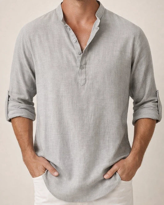Men's Shirt Linen Shirt Summer Shirt Beach Shirt White Pink Blue Long Sleeve Plain Stand Collar Spring & Summer Hawaiian Holiday Clothing Apparel Basic | JRSEE:eba4942c-4676-41e3-a469-cc9ccc180409