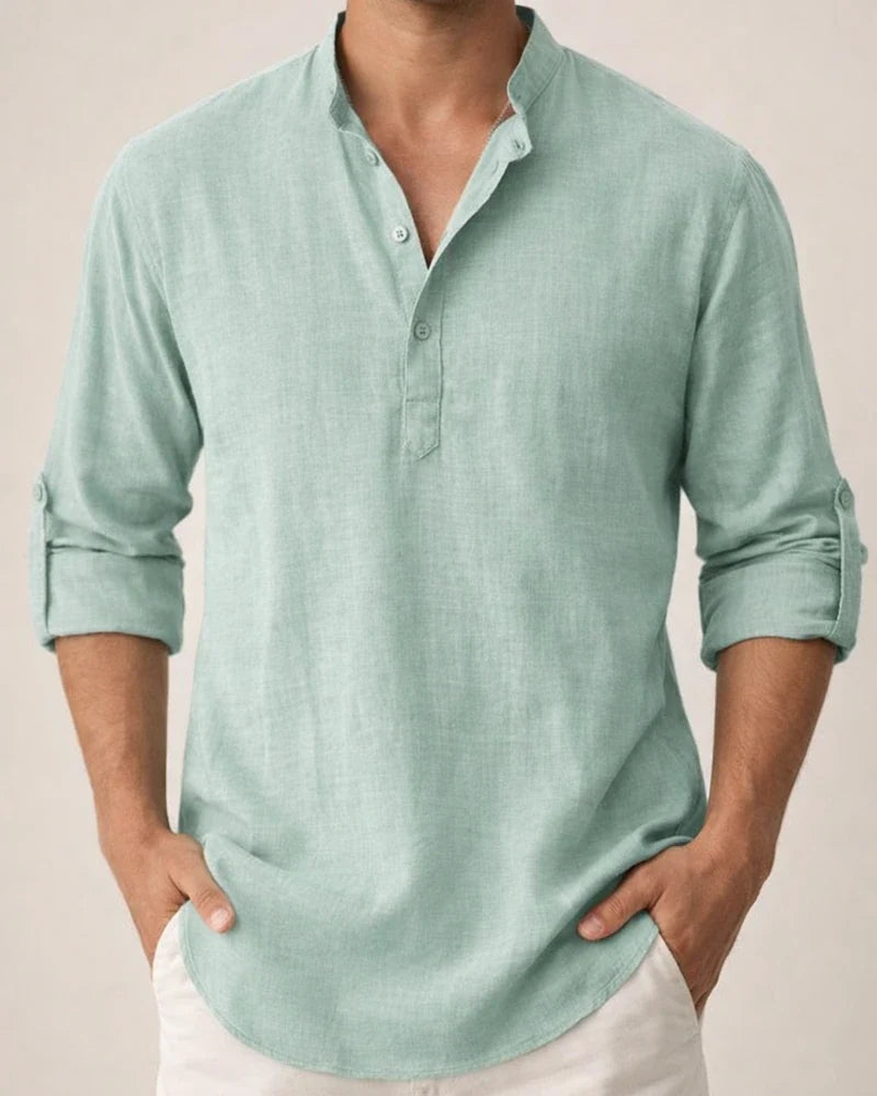 Men's Shirt Linen Shirt Summer Shirt Beach Shirt White Pink Blue Long Sleeve Plain Stand Collar Spring & Summer Hawaiian Holiday Clothing Apparel Basic | JRSEE:c8c8c6f7-bd2a-431c-8d93-cd4320bc466a