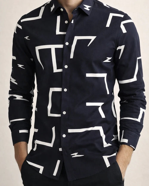 Men's Shirt New Irregular Print Casual Shirt Long Sleeve Shirt | JRSEE:f6466c67-922a-413c-84e5-b67c5a177246