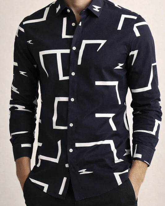 Men's Shirt New Irregular Print Casual Shirt Long Sleeve Shirt | JRSEE:f6466c67-922a-413c-84e5-b67c5a177246