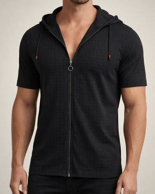 Men's Shirt non-printing Solid Colored Collar Hooded Office / Career Daily Short Sleeve Tops Simple Vacation Casual Daily White Black / Machine wash / Hand wash / Wet and Dry Cleaning / Holiday | JRSEE:0cb46070-433c-4cd0-95a5-7cf08c613a41